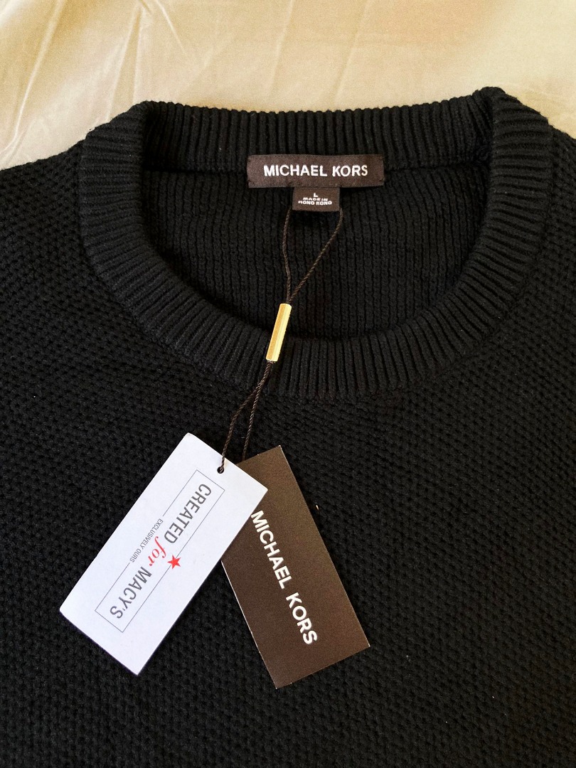 Michael Kors Women's Logo Waffle Knit Top Black