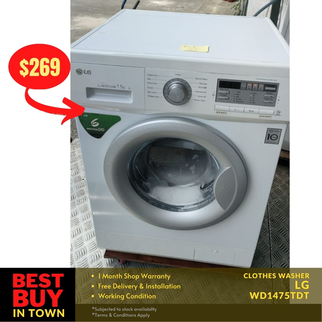 MUST BUY! LG 7.5KG FrontLoad Washing Machine WD1475TDT, TV & Home