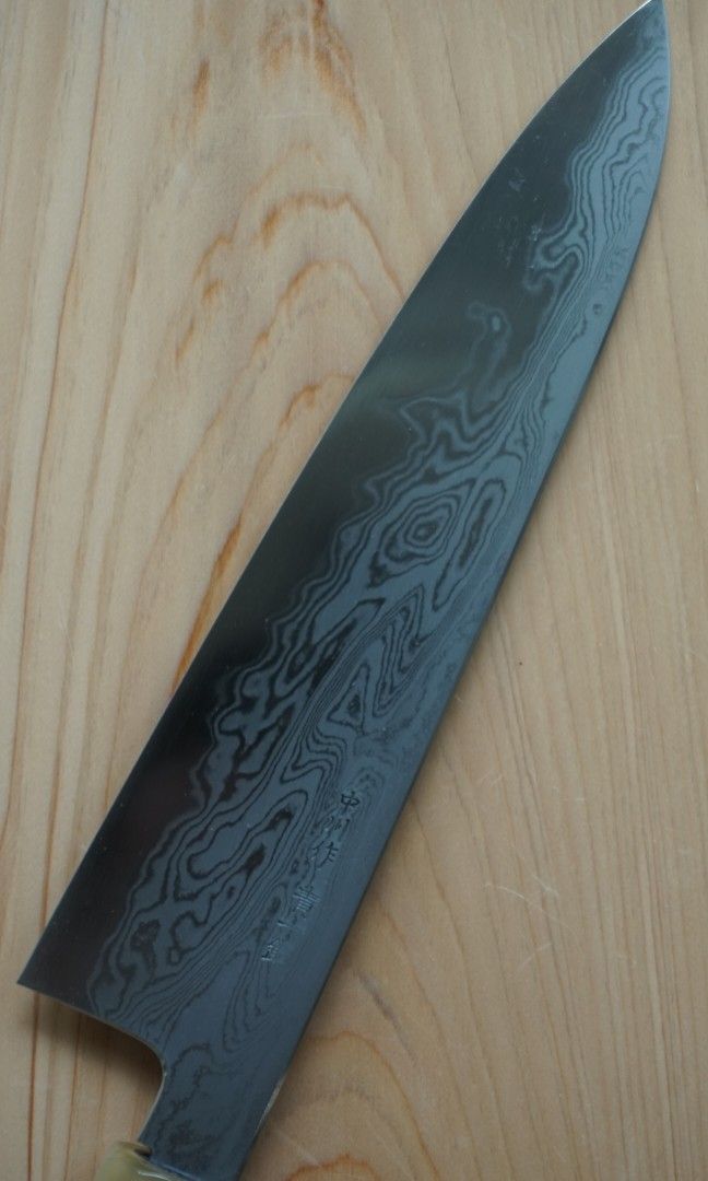 Nakagawa Satoshi x Myojin Naohito Blue 1 Damascus 210mm gyuto, ebony ...