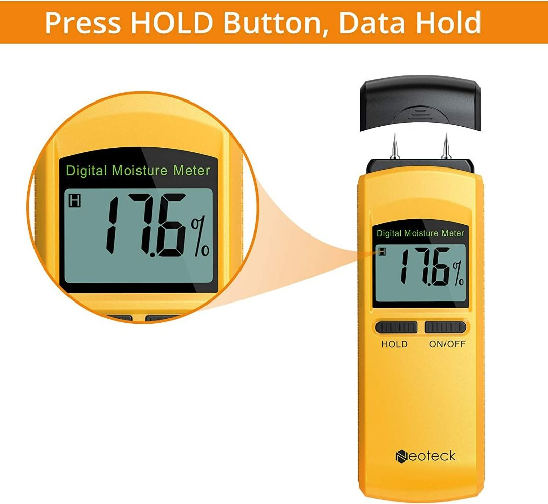 Neoteck Moisture Meter 4 Pin Digital Moisture Meter Damp Detector