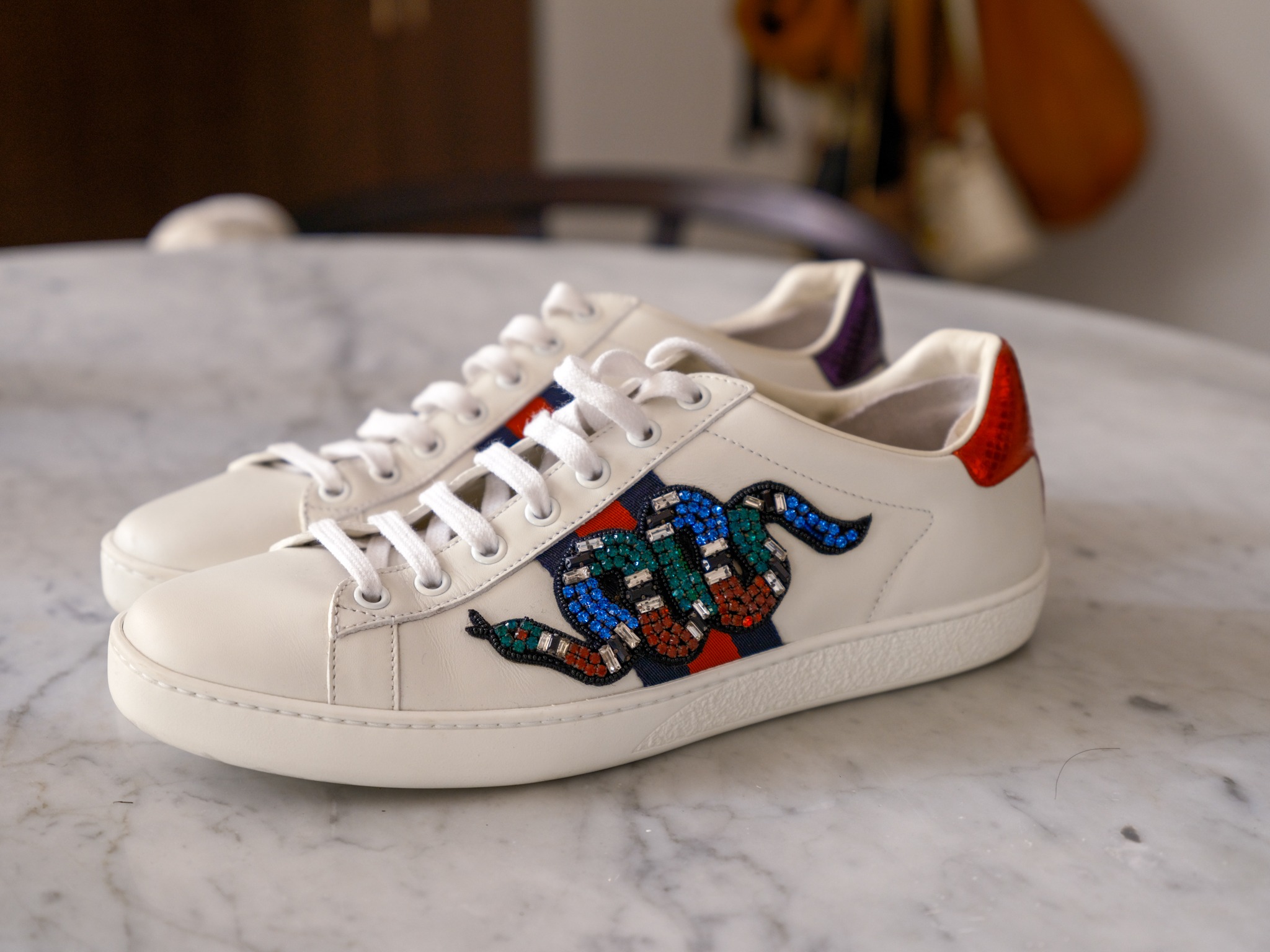 Gucci crystal snake new arrivals sneakers