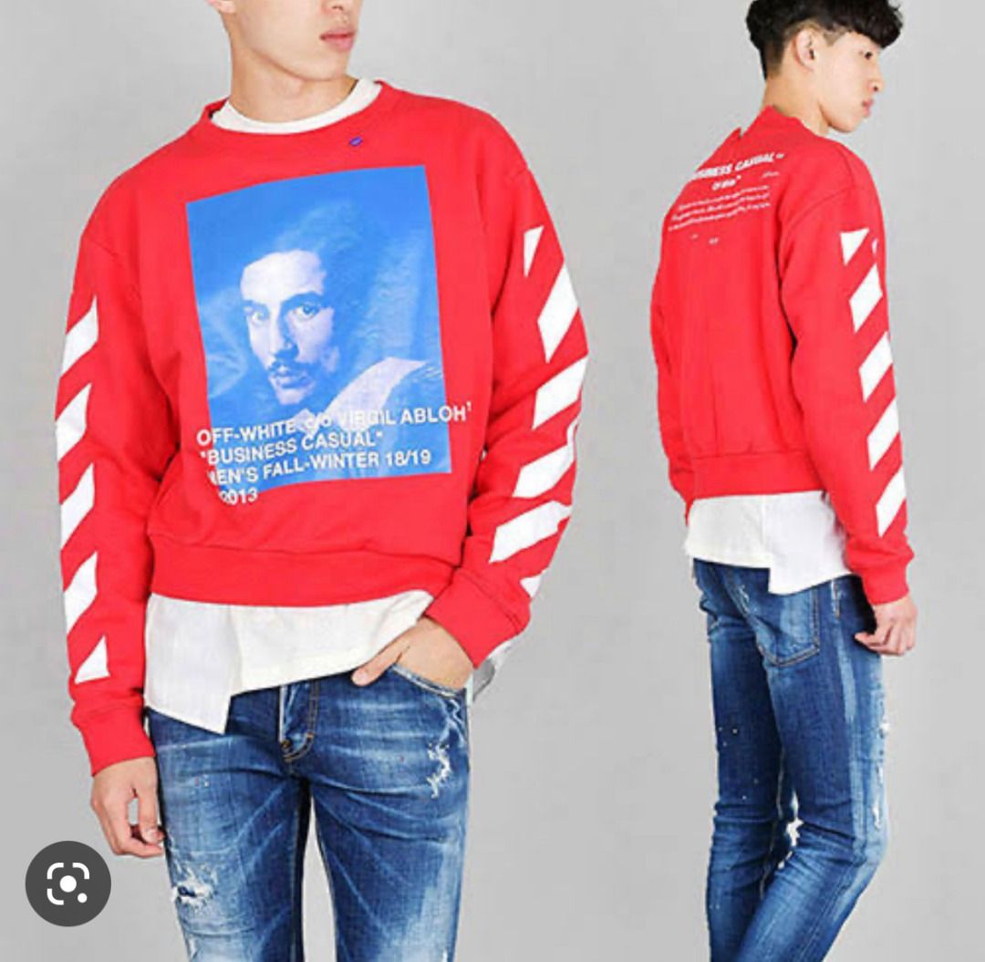 OFF WHITE DIAGONAL BERNINI SPLICED CREWNECK Men s Fashion Activewear on Carousell