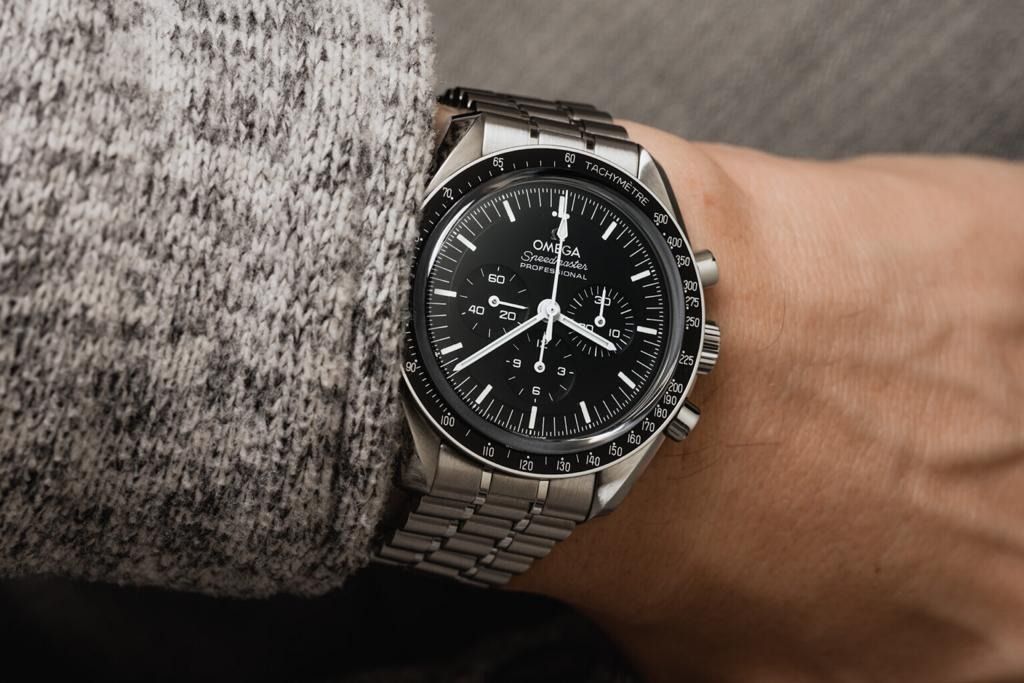 Omega Speedmaster Moonwatch Professional 3861 Sapphire Metal bracelet one Original Omega Leather Strap