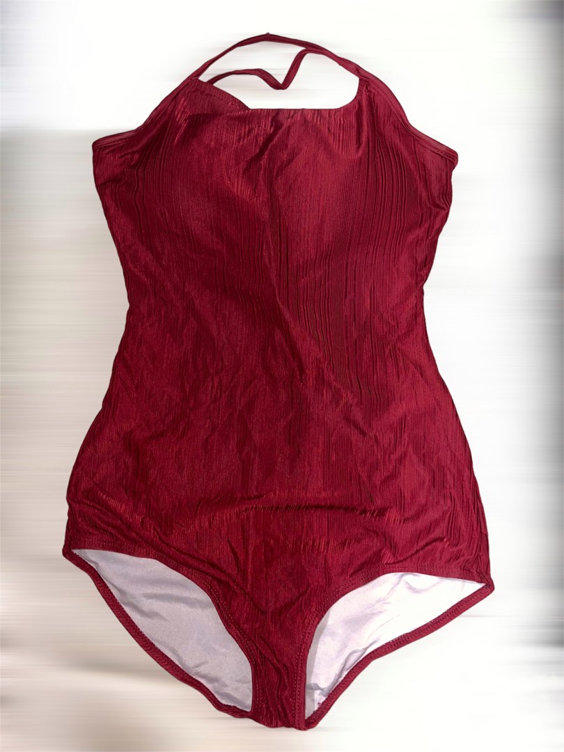 One Piece Red Burgundy Swimsuit, Women's Fashion, Swimwear, Bikinis & Swimsuits on Carousell