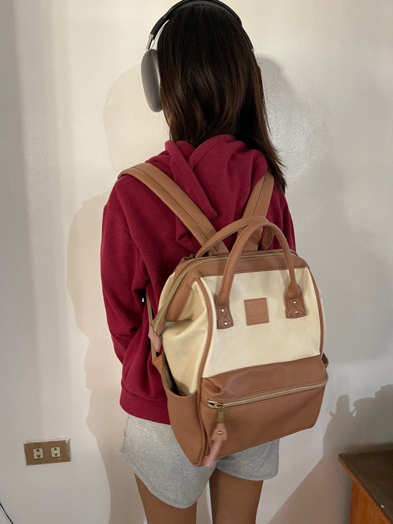 Original Anello backpack Ivory Caramel small
