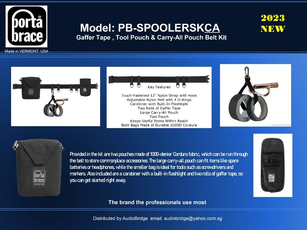 PBSPOOLERSKCA Gaffer Tape , Tool Pouch & CarryAll Pouch Belt Kit (2023 NEW), Photography