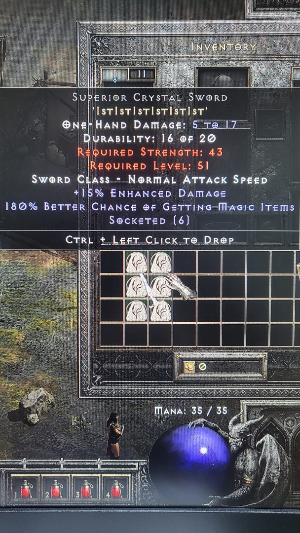 Perfect 6 x Ist Crystal Sword 180 MF (NonLadder) Diablo 2 Resurrected