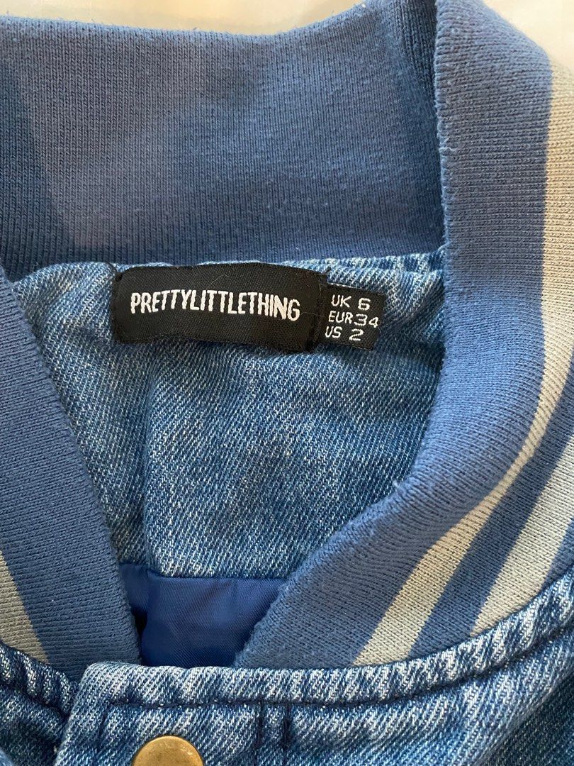 PLT Denim Varsity Jacket, Women's Fashion, Coats, Jackets and Outerwear