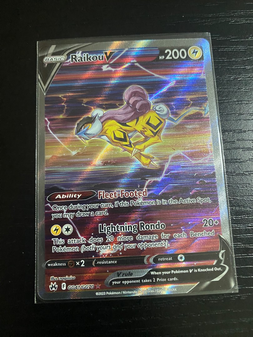 Pokemon Raikou V GG41 Crown Zenith Galarian Gallery Rare Full Art Card New  NM