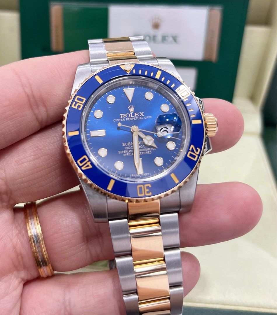 Rolex Submariner Half Gold Blue Sunburst Dial 116613LB Luxury