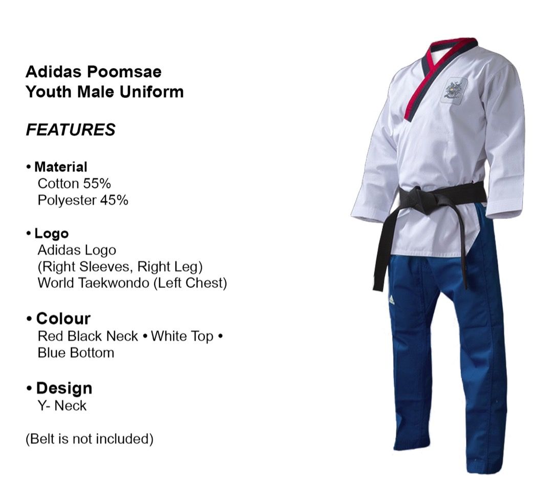 Adidas taekwondo uniform size chart on sale