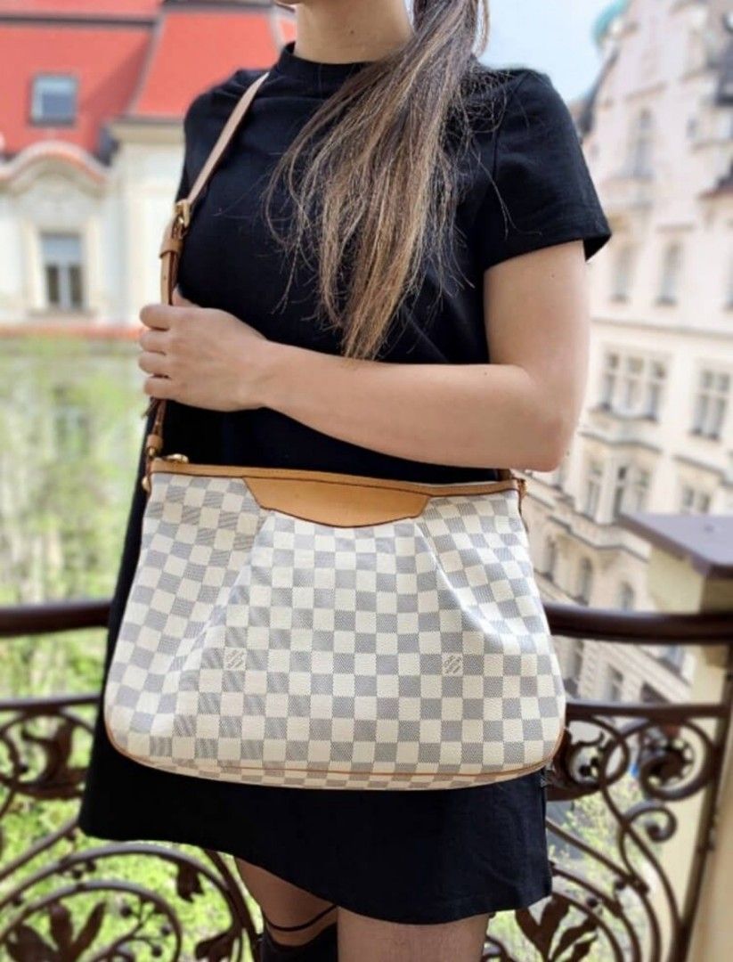 Louis Vuitton Siracusa MM Crossbody Bag in Damier Azur