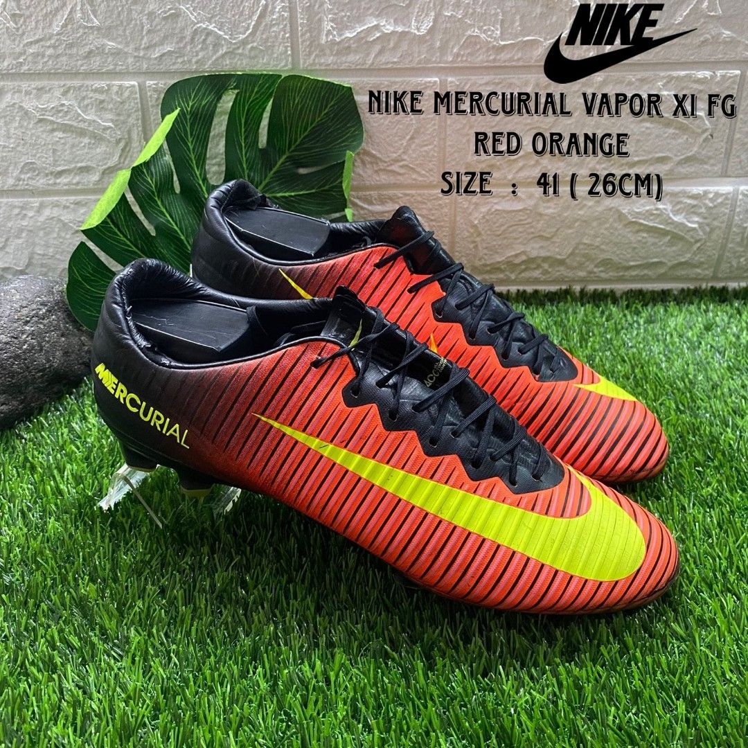 Sepatu Bola Nike Mercurial Vapor XI FG Red Orange Size 41 26cm