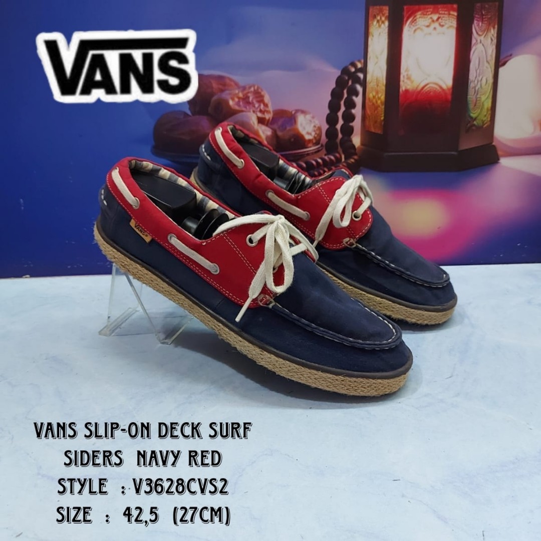 Sepatu Vans V3628CVS2 Slip-On deck Surf siders Navy Red Size 42,5