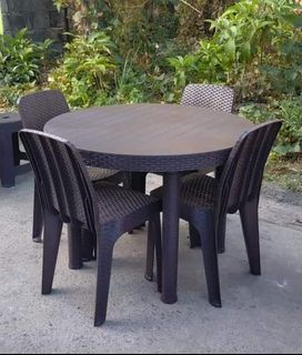🍔🍟🍕 SET of Round Rattan Table (40") with Rattan Chair no arm