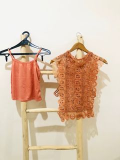 Setelan brokat wanita tank top dan luaran import,S