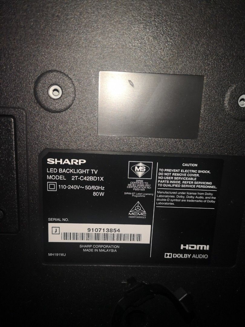SHARP LED TV 2TC42BD1X, TV & Home Appliances, TV & Entertainment, TV