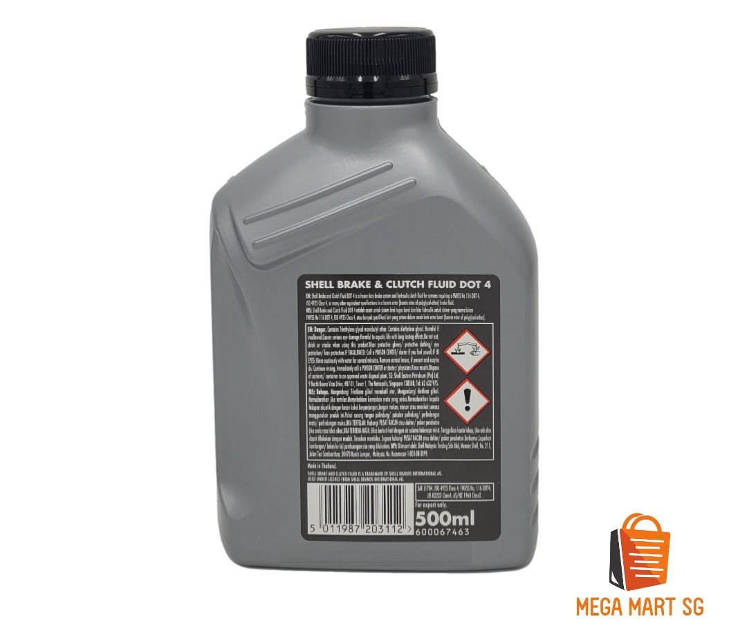 Shell Brake & Clutch Fluid DOT 4 500ml, Car Accessories, Accessories on