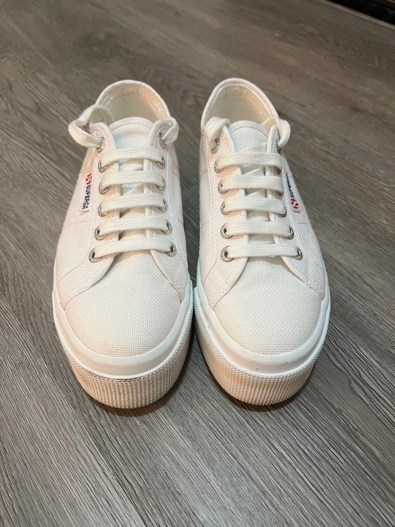 white superga sneakers platform