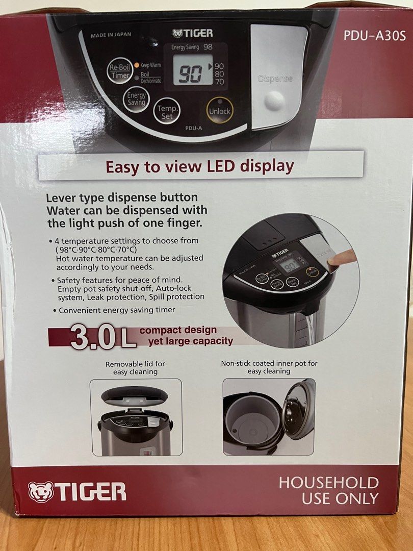 Tiger Electric Water Heater / Warmer 3.0L, TV & Home Appliances