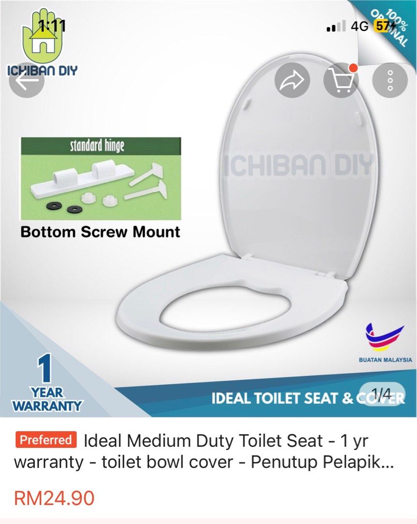 Toilet bowl cover seat replacement, Furniture & Home Living, Home