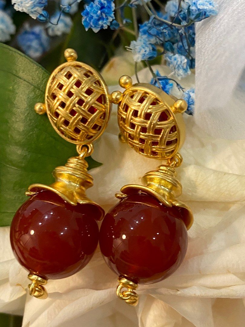 Red discount stone earrings