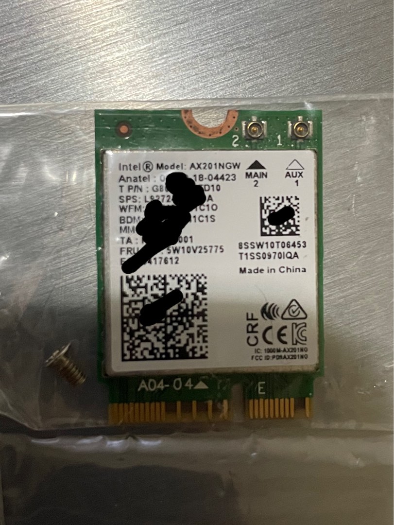 Wifi BT Card Intel AX201NGW, Computers & Tech, Parts & Accessories ...