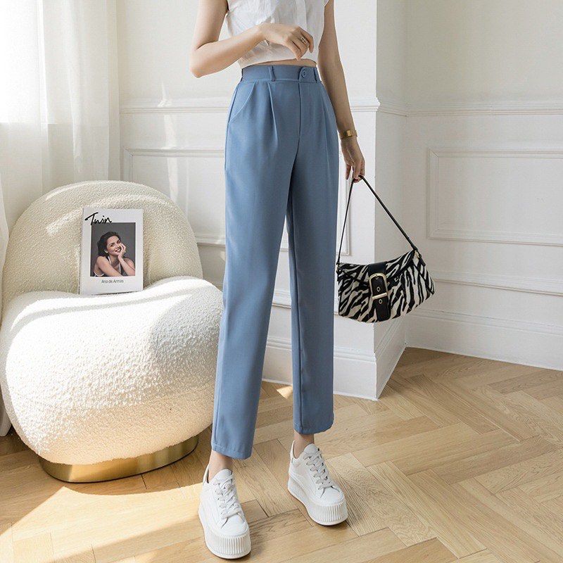 Korean Formal Career Woman Suit Pants Casual Mopping Chiffon Wide Leg High  Waist Pants Loose Ruched Straight Trouses Streetwear