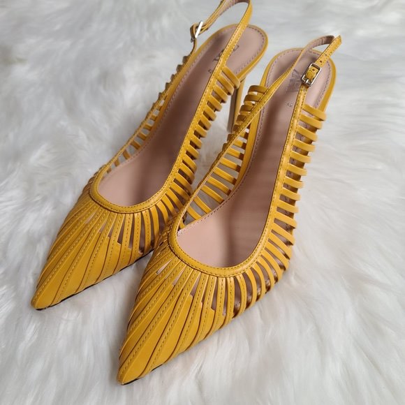 Zara Mustard Slingback Strappy Heels, Women's Fashion, Footwear, Heels on Carousell