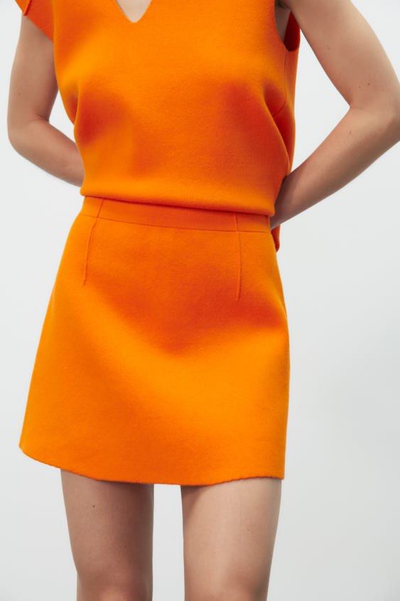 Orange skirt outlet zara
