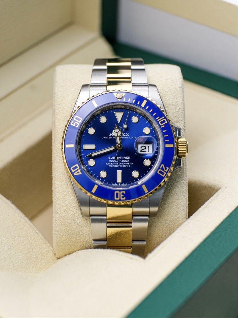 2021 Rolex Submariner Half Gold Blue Luxury Watches on Carousell