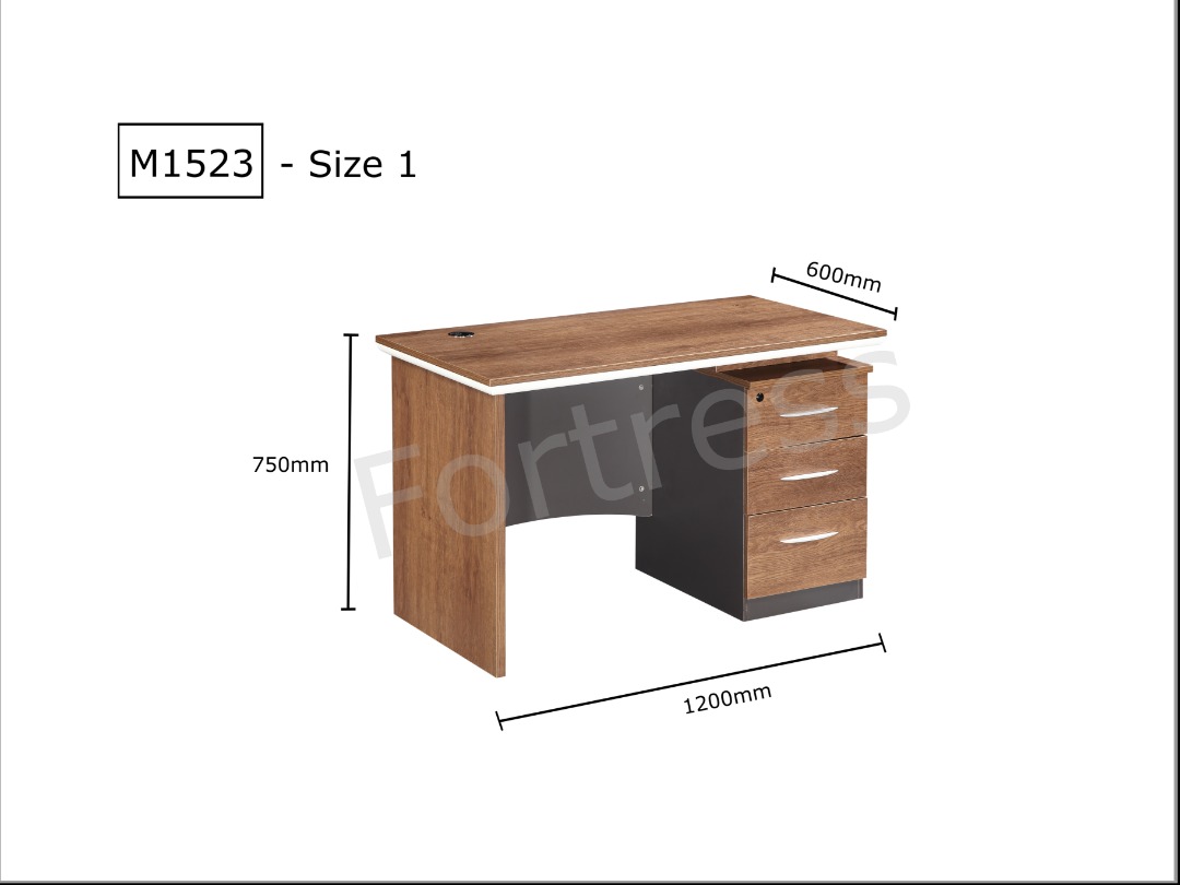4ft / 4.5ft Office Wooden Study Table Desk with Triple level Drawer