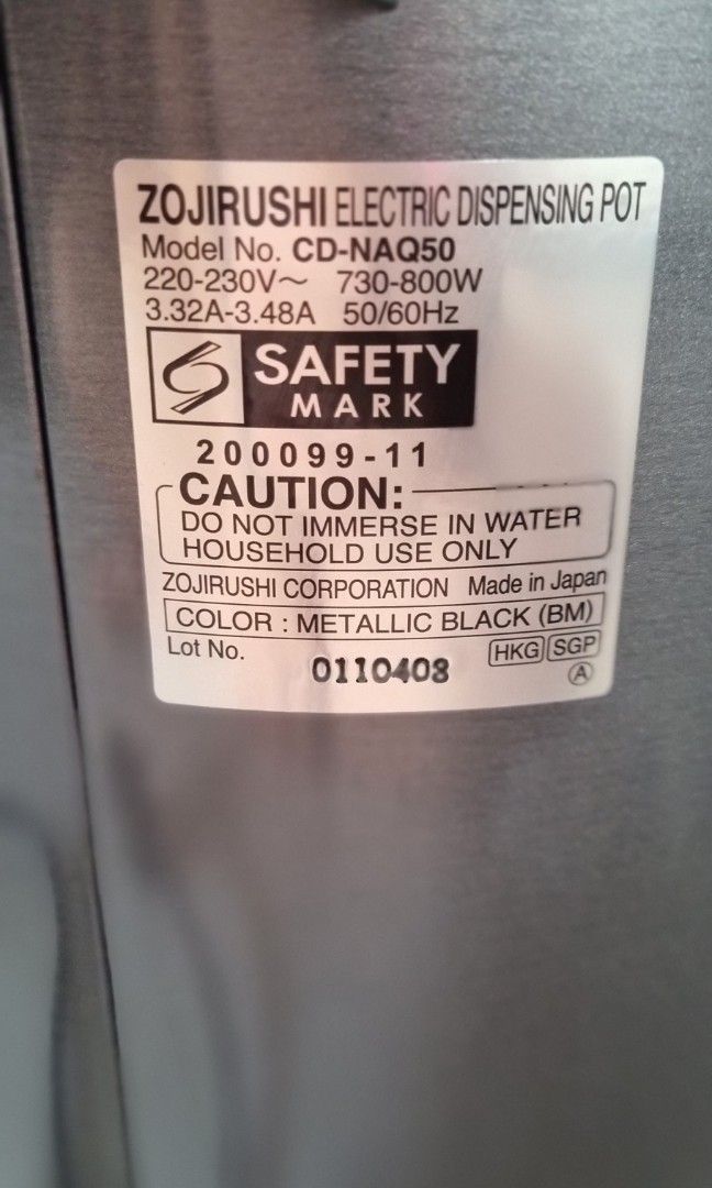 5 litre Zojirushi Japan Made Hot pot, TV & Home Appliances, Kitchen