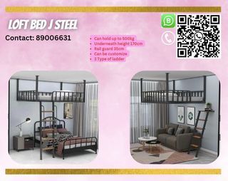 🛏️ [CUSTOMIZE]🛏️[PREORDER]🛏️ Loft J Creative Space-saving Wrought Iron Hammock Loft Bed Single Double Apartment Hanging Bed 🛏️