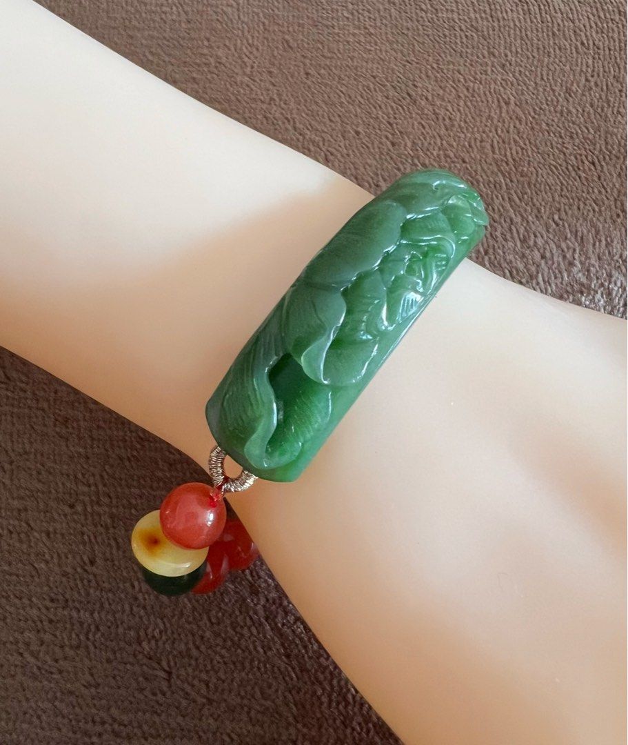Natural Hetian Jade Jasper Carved Bracelet