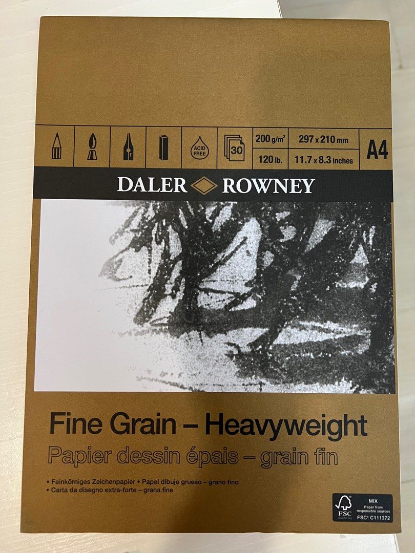 Bloc De Dibujo Daler Rowney A2 - 30 Hojas De Papel Cartucho 160g/m², Grano Fino - Ideal Para Lápiz, Tinta Y Acuarela Ligera