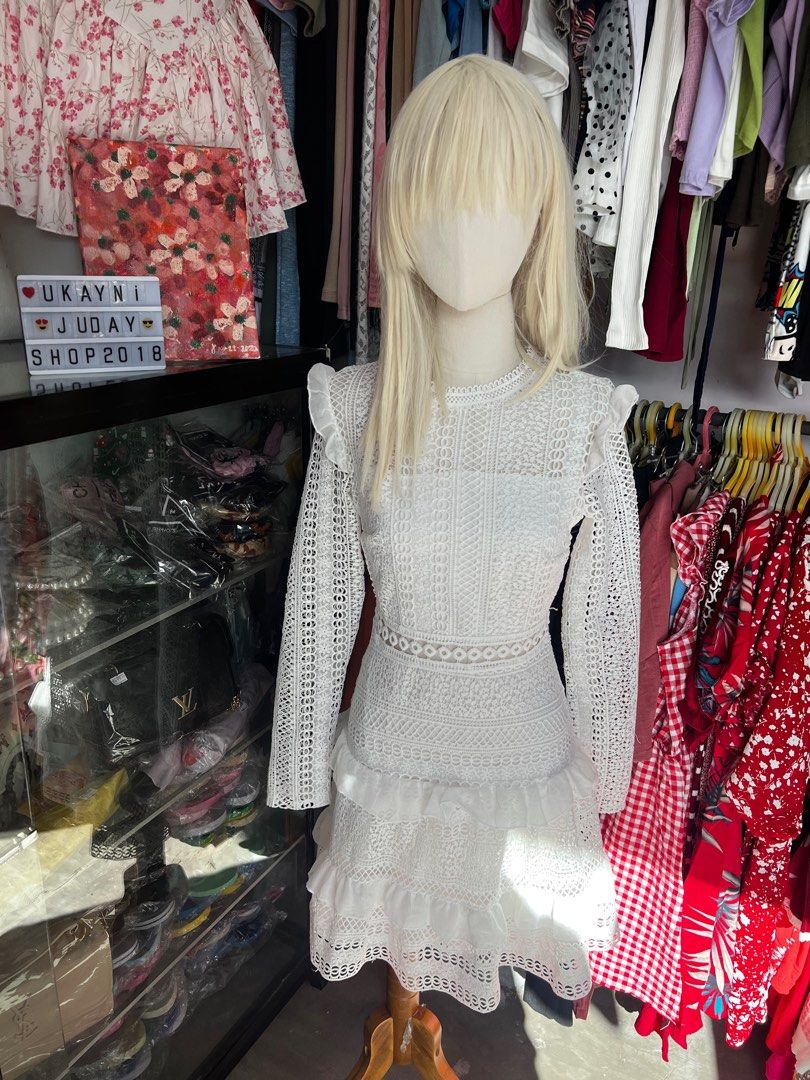 Self portrait high hot sale neck star lace dress