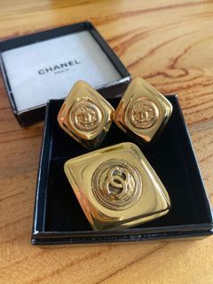 Authentic Chanel vintage earring and brooch set