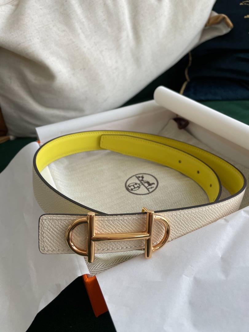 BNIB Hermes Belt Gamma Rose Gold Lime Nata 24mm Belt Size 70