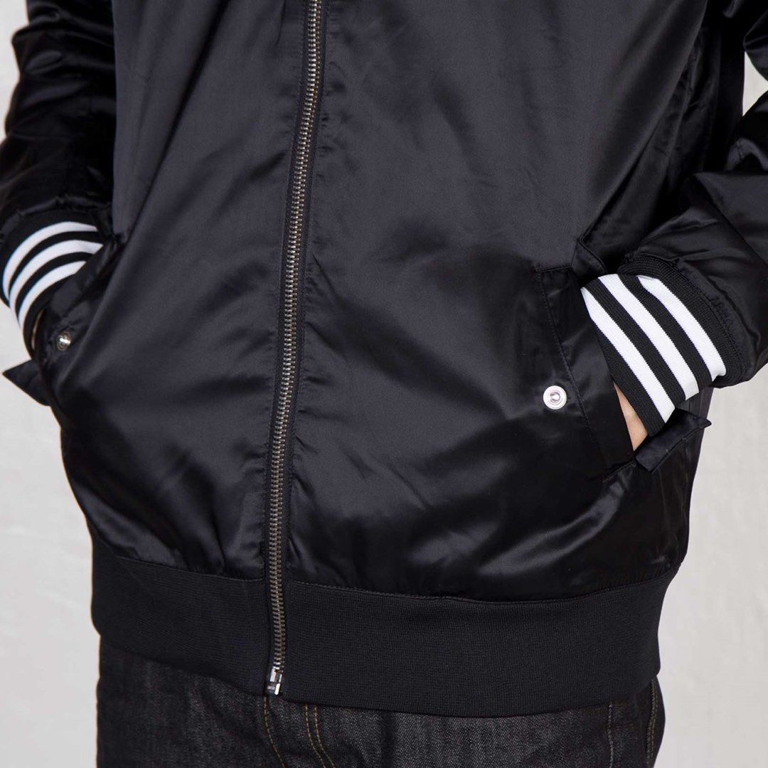 Mens black satin hot sale bomber jacket