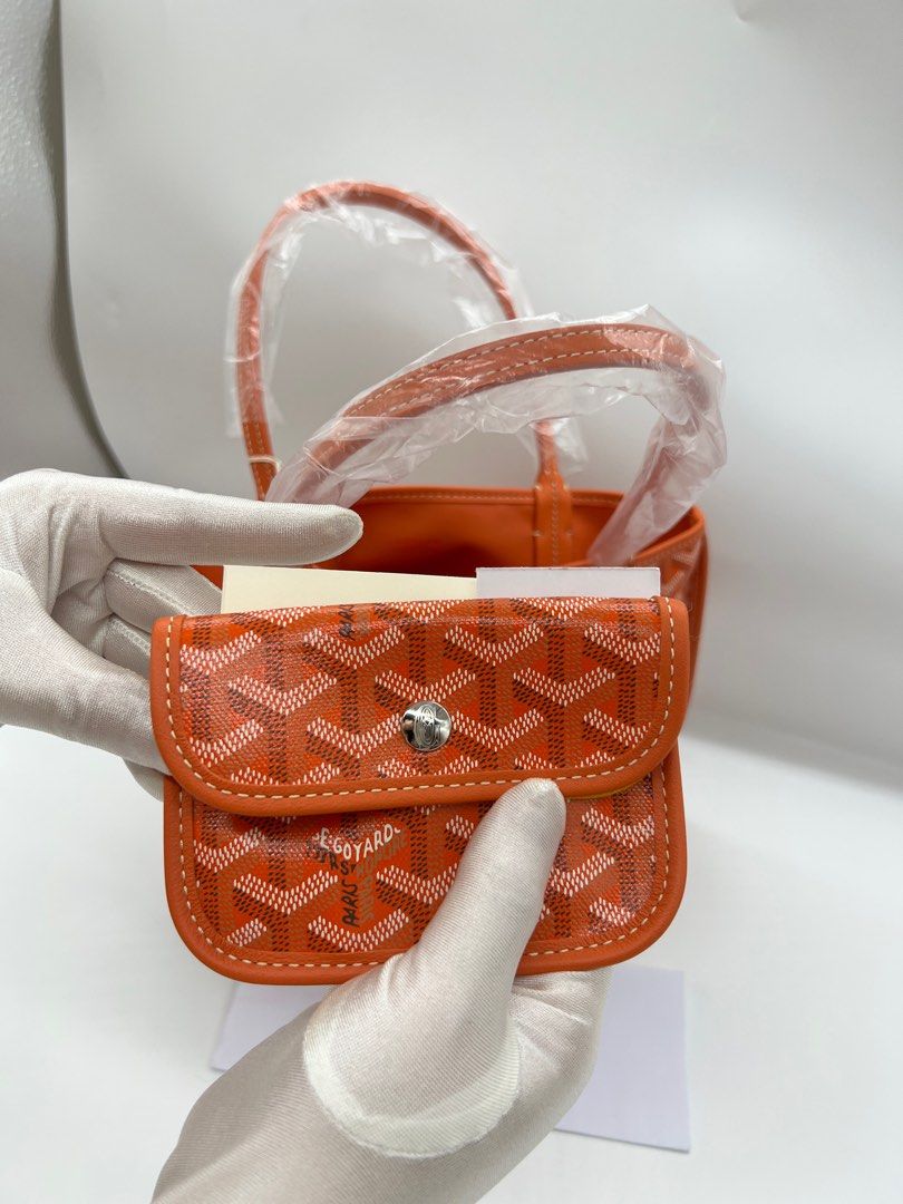 Goyard Goyardine Orange Anjou Mini Reversible Tote Bag Palladium