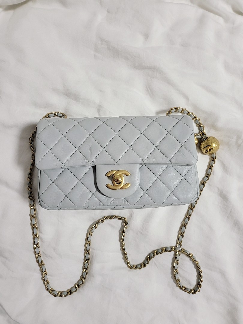 Chanel 23C Grey Pearl Crush Mini Rectangular, Luxury, Bags & Wallets on ...
