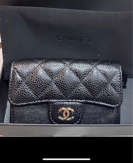 CHANEL Caviar Quilted CC Zip Card Holder Black 1198787