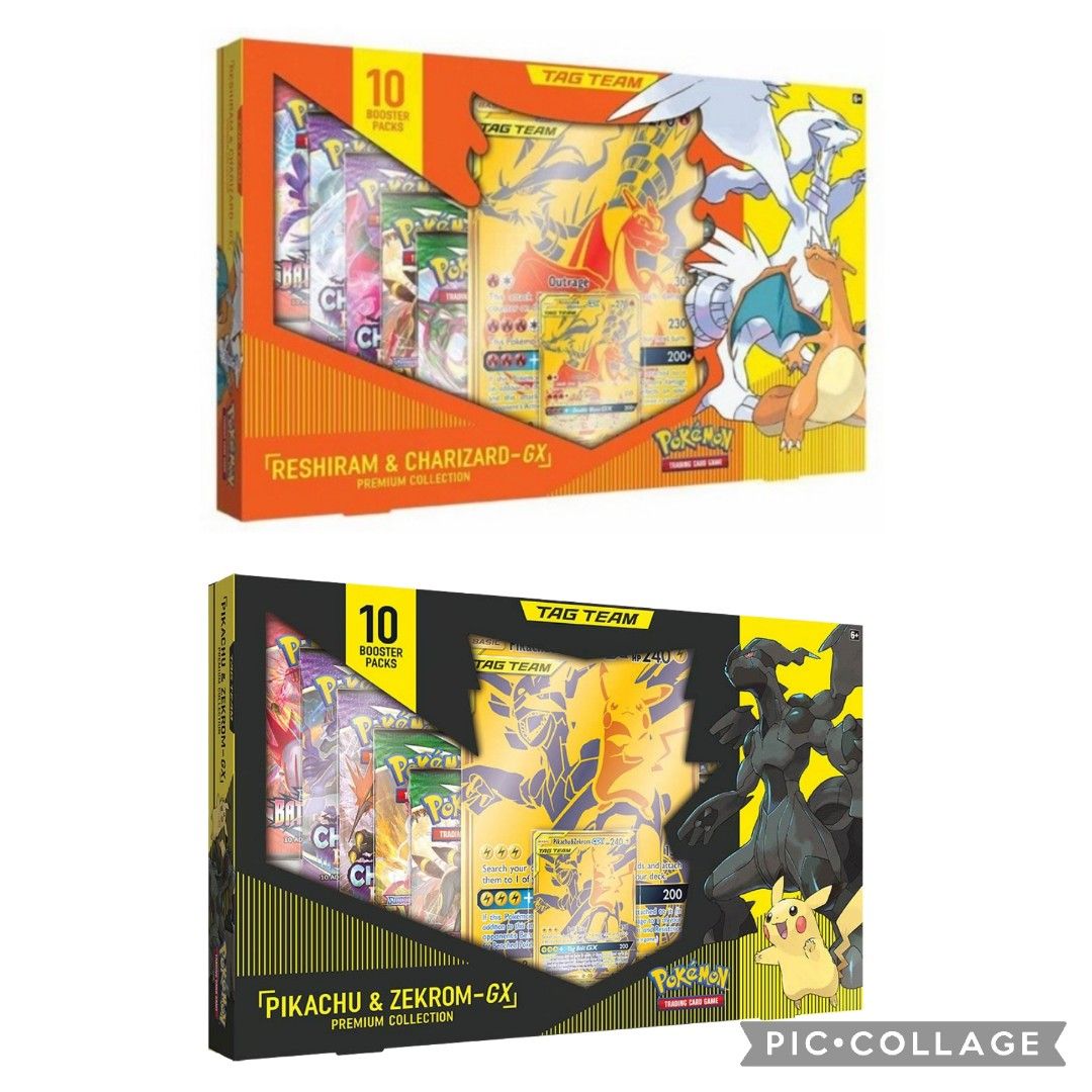Charizard Reshiram Pikachu Zekrom GX premium collection box Pokemon ...
