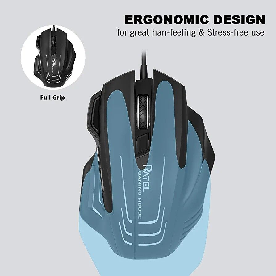 Computer Mouse Wired, RATEL Ergonomic USB Optical Mouse Mice with ...