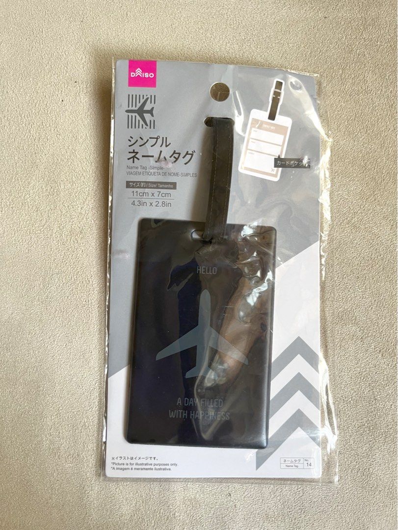 Daiso Black Luggage Tag, Hobbies & Toys, Travel, Travel Essentials