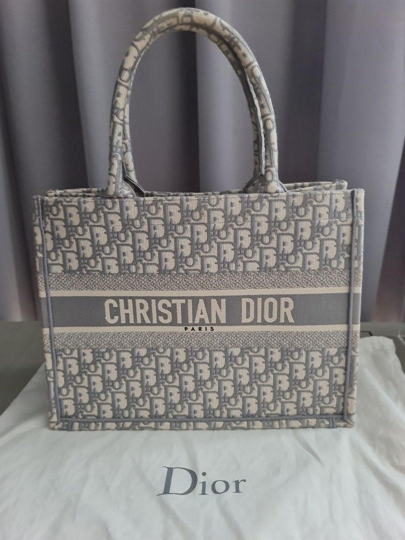 Dior Large Book Tote Bag Large Book Tote Ecru and Blue Dior Oblique  Embroidery, Luxury, Bags & Wallets on Carousell