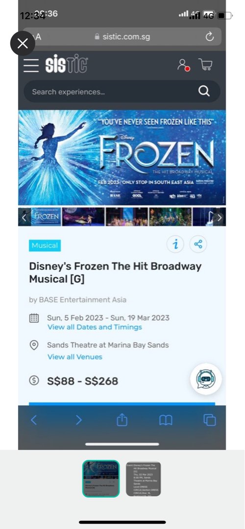 Disney Frozen Broadway Musical Singapore, Tickets & Vouchers, Event