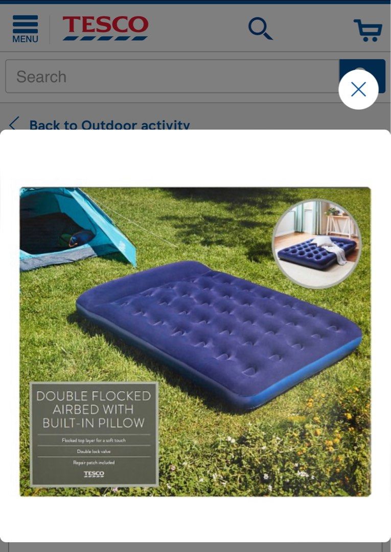 Tesco double with pillow air bed top