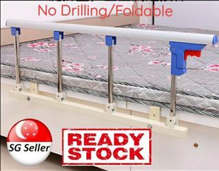 [SG stock]Foldable 5 tiers bed rail guard/bed rail stand for Elderly and Babies. ( No drilling required )